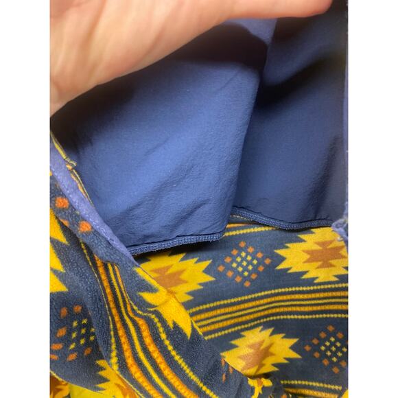 Tribal Yellow Navy Fleece DULUTH TRADING CO Men's Large Quarter Pull Over - Picture 5 of 9